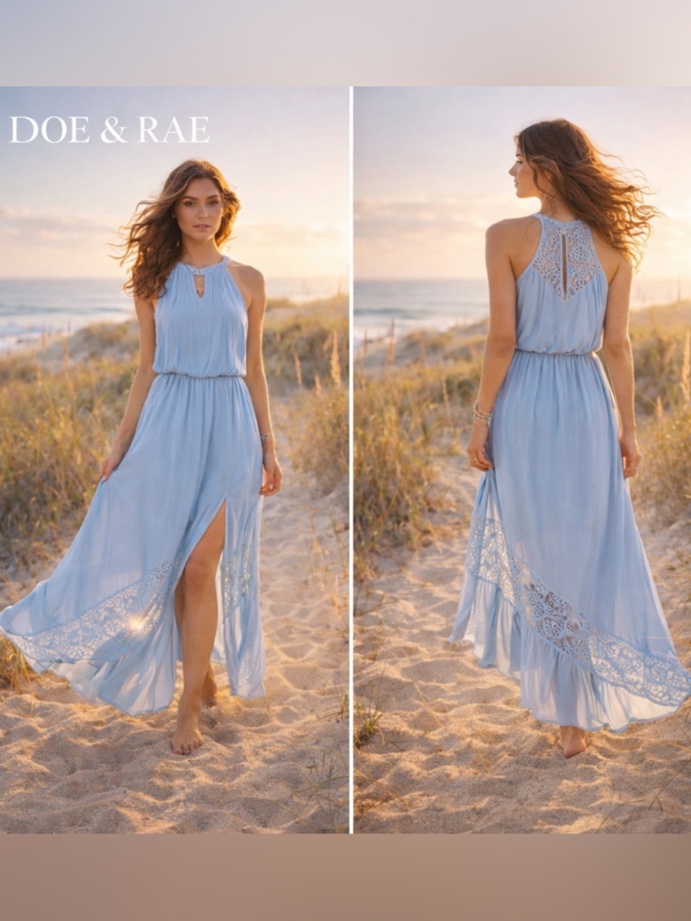 ⭐️Doe & Rae,Beautiful Blue Halter Maxi Dress,Out of Stock Everywhere,Lovely! S